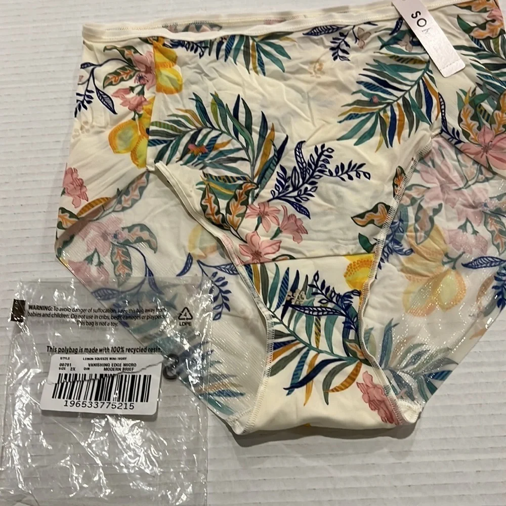 Soma Lemon Squeeze Mini Ivory Vanishing Edge Micro Modern Brief Size XXL NEW